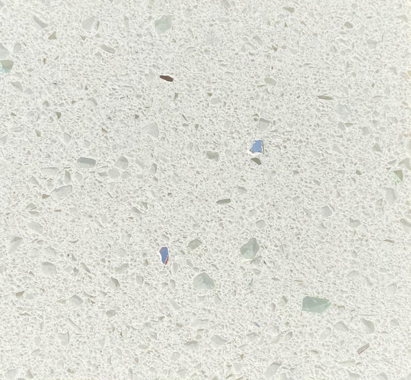 Close Up Image of 'White Sparkle', White with Glass & Mirror Specks, Quartz Kitchen Worktop